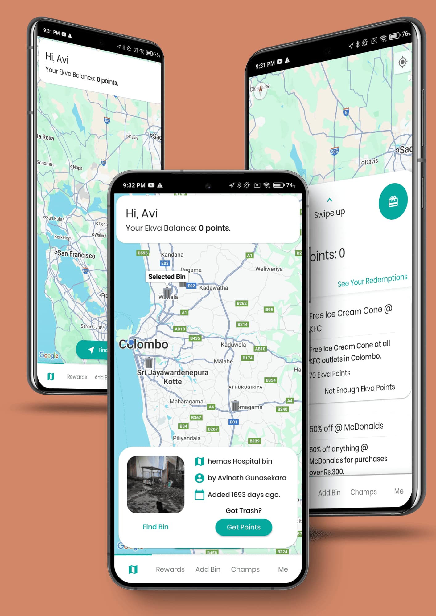 EKVA app screens